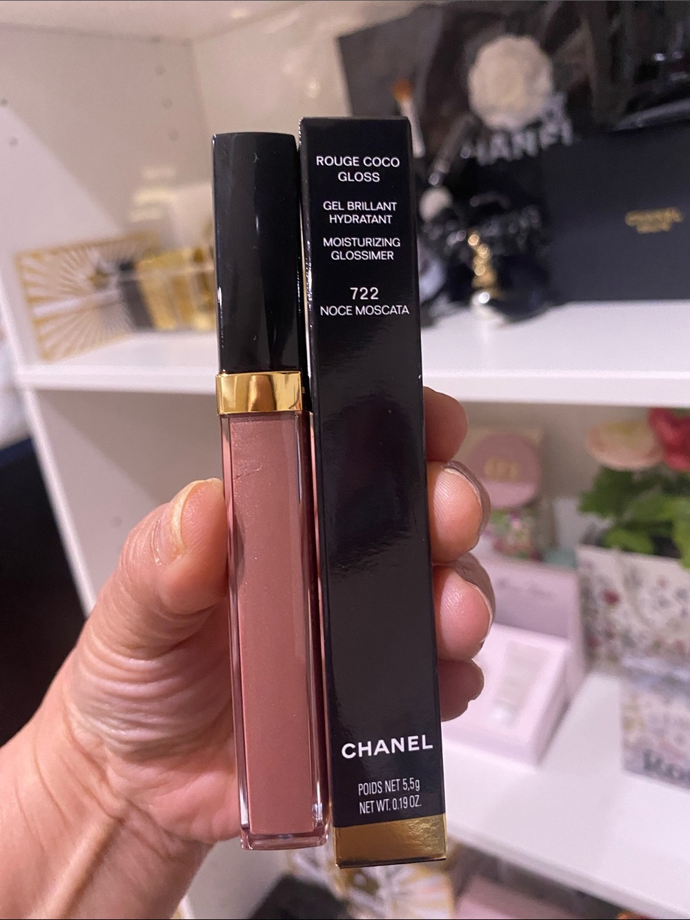 CHANEL Rouge Coco Gloss 722 Noce Moscata Pink—NIB